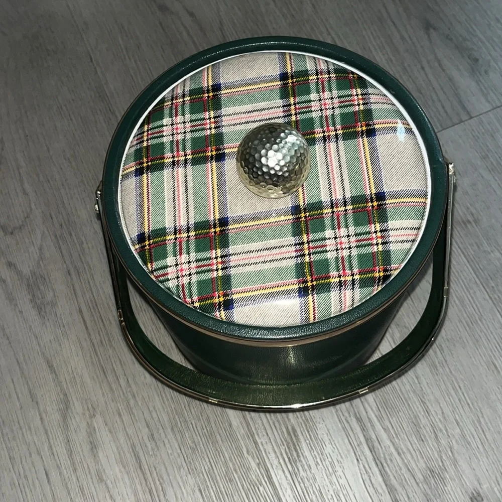 GREEN PLAID GOLF ICE BUCKET